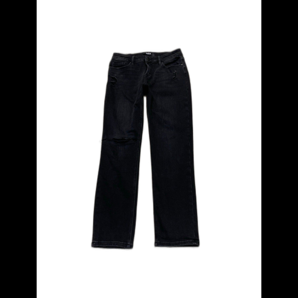 Mica Low Rise Distressed Ankle Straight Leg Soft Jeans Black Size 27